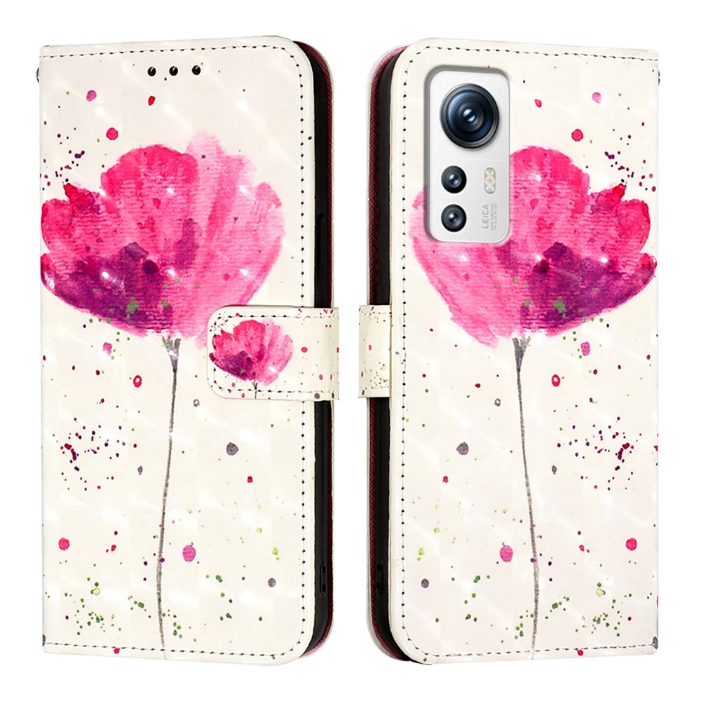 For Xiaomi 12 Leather Flip Phone Case with 3D Painted Design, Card Holder, Wallet & Stand Function - Durable Protection & Easy Access