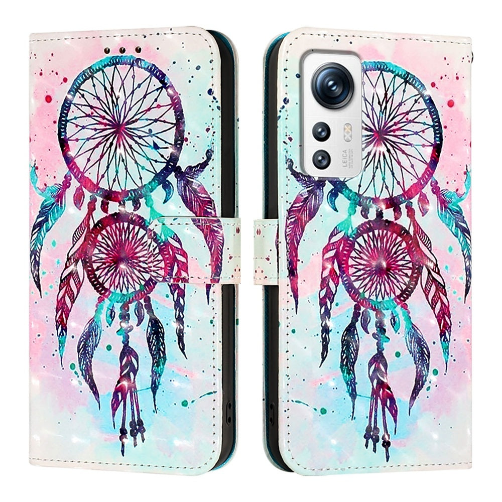 For Xiaomi 12 Leather Flip Phone Case with 3D Painted Design, Card Holder, Wallet & Stand Function - Durable Protection & Easy Access