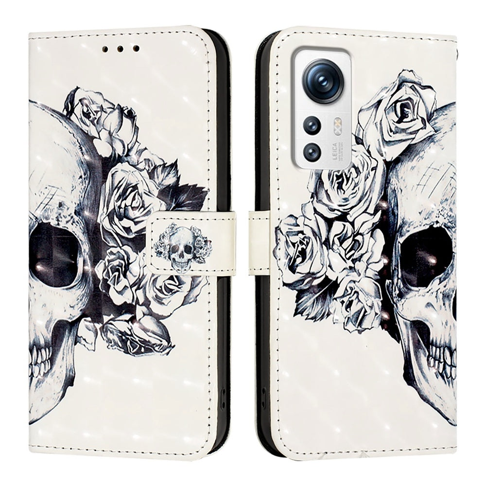 For Xiaomi 12 Leather Flip Phone Case with 3D Painted Design, Card Holder, Wallet & Stand Function - Durable Protection & Easy Access