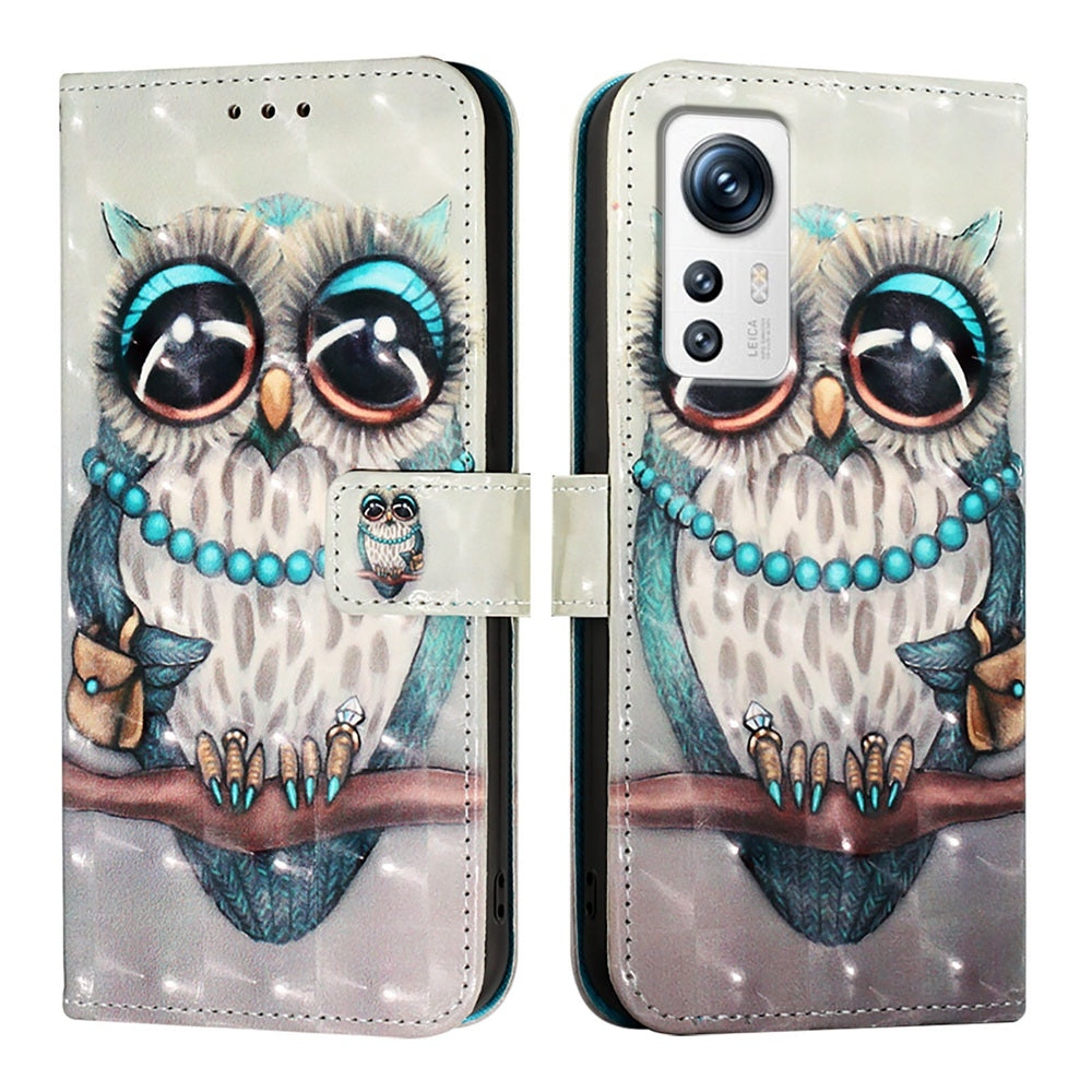 For Xiaomi 12 Leather Flip Phone Case with 3D Painted Design, Card Holder, Wallet & Stand Function - Durable Protection & Easy Access