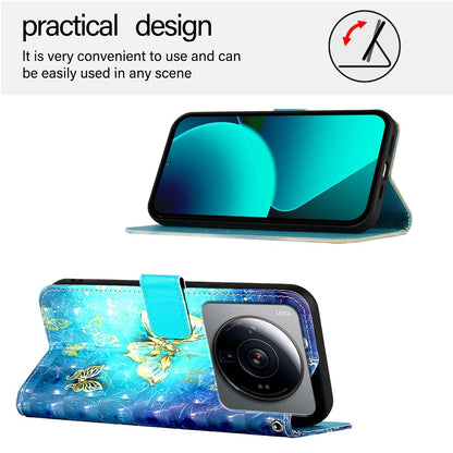 Xiaomi 12S Ultra Leather Flip Phone Case with 3D Painted Design, Card Holder, Wallet & Stand Function - Durable Protection & Easy Access