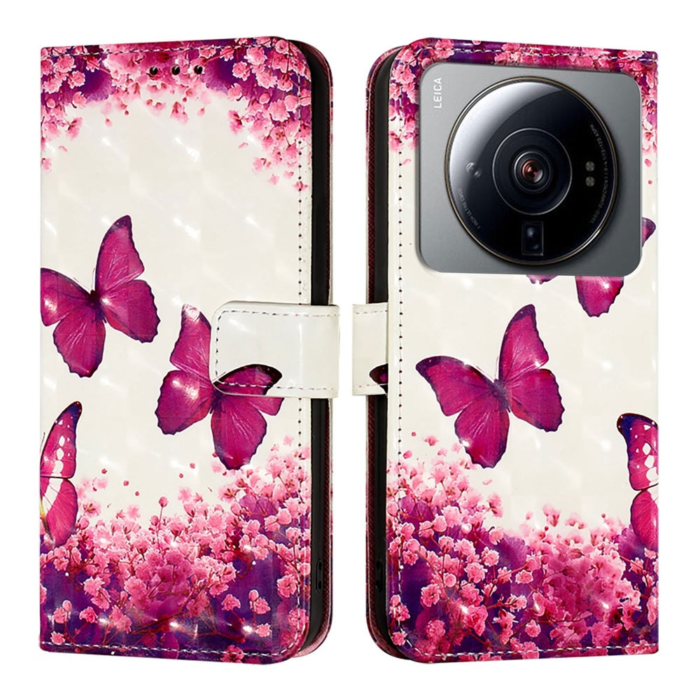 Xiaomi 12S Ultra Leather Flip Phone Case with 3D Painted Design, Card Holder, Wallet & Stand Function - Durable Protection & Easy Access
