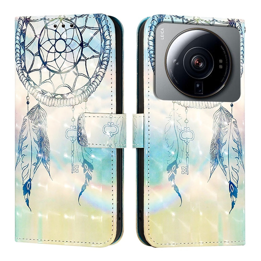 Xiaomi 12S Ultra Leather Flip Phone Case with 3D Painted Design, Card Holder, Wallet & Stand Function - Durable Protection & Easy Access