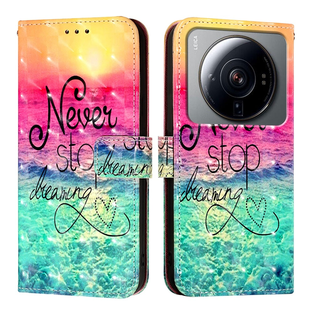 Xiaomi 12S Ultra Leather Flip Phone Case with 3D Painted Design, Card Holder, Wallet & Stand Function - Durable Protection & Easy Access