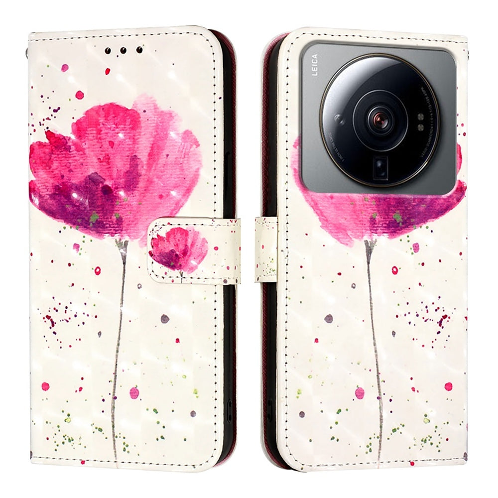 Xiaomi 12S Ultra Leather Flip Phone Case with 3D Painted Design, Card Holder, Wallet & Stand Function - Durable Protection & Easy Access