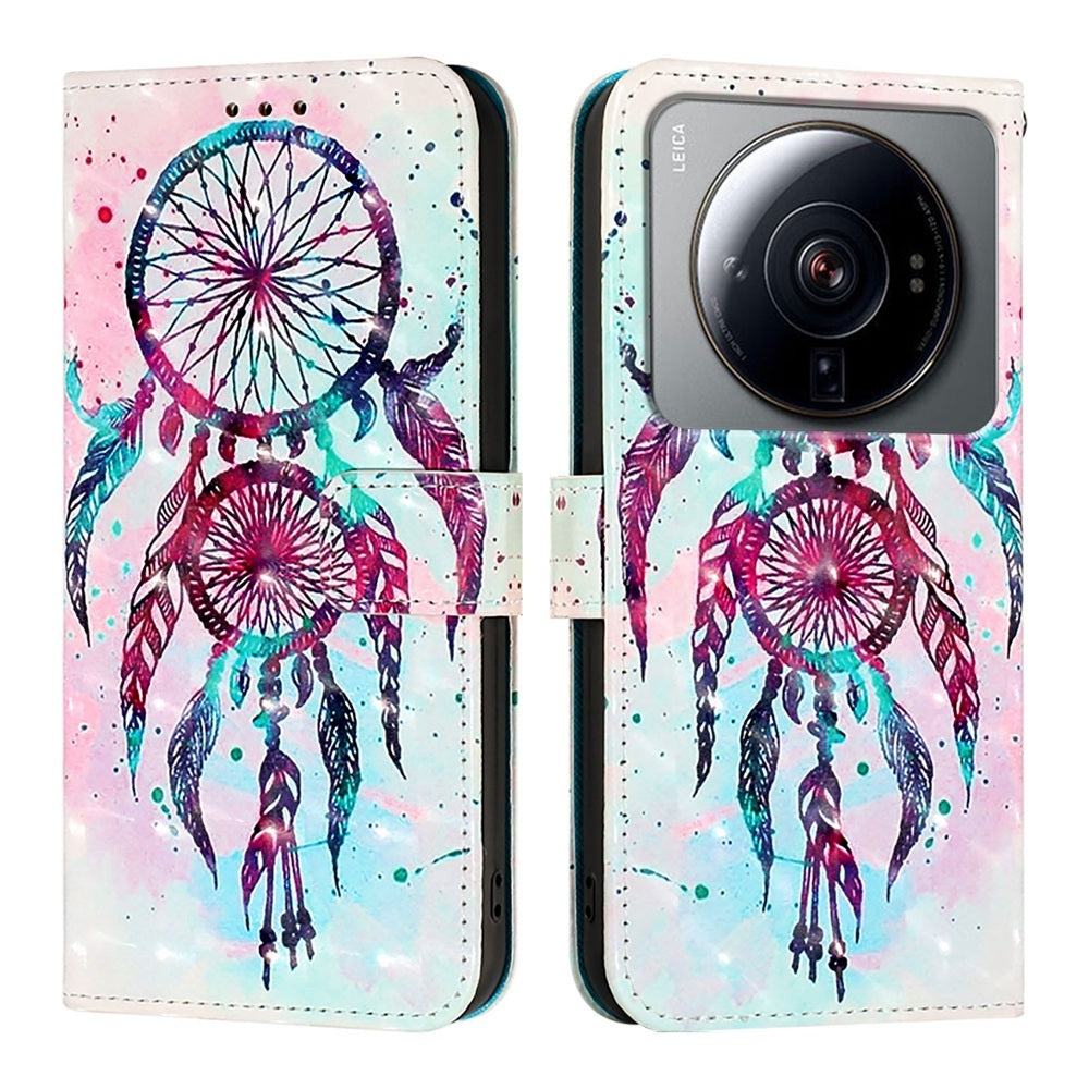 Xiaomi 12S Ultra Leather Flip Phone Case with 3D Painted Design, Card Holder, Wallet & Stand Function - Durable Protection & Easy Access