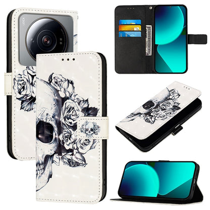 Xiaomi 12S Ultra Leather Flip Phone Case with 3D Painted Design, Card Holder, Wallet & Stand Function - Durable Protection & Easy Access