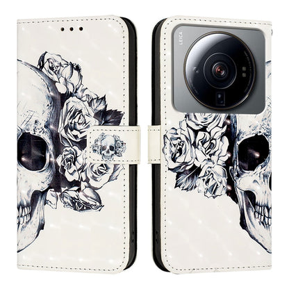 Xiaomi 12S Ultra Leather Flip Phone Case with 3D Painted Design, Card Holder, Wallet & Stand Function - Durable Protection & Easy Access