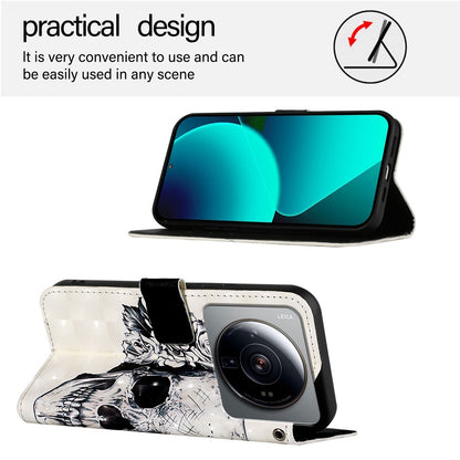 Xiaomi 12S Ultra Leather Flip Phone Case with 3D Painted Design, Card Holder, Wallet & Stand Function - Durable Protection & Easy Access