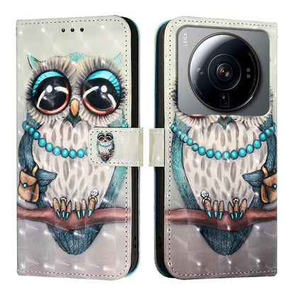 Xiaomi 12S Ultra Leather Flip Phone Case with 3D Painted Design, Card Holder, Wallet & Stand Function - Durable Protection & Easy Access