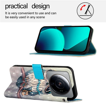 Xiaomi 12S Ultra Leather Flip Phone Case with 3D Painted Design, Card Holder, Wallet & Stand Function - Durable Protection & Easy Access