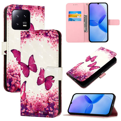 Xiaomi 13 Leather Flip Phone Case with 3D Painted Design, Card Holder, Wallet & Stand Function - Durable Protection & Easy Access