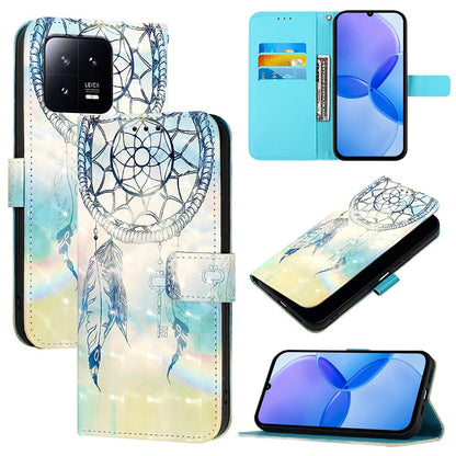 Xiaomi 13 Leather Flip Phone Case with 3D Painted Design, Card Holder, Wallet & Stand Function - Durable Protection & Easy Access