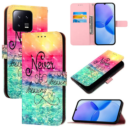 Xiaomi 13 Leather Flip Phone Case with 3D Painted Design, Card Holder, Wallet & Stand Function - Durable Protection & Easy Access