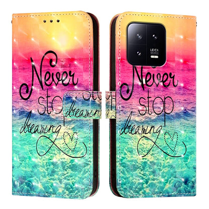 Xiaomi 13 Leather Flip Phone Case with 3D Painted Design, Card Holder, Wallet & Stand Function - Durable Protection & Easy Access