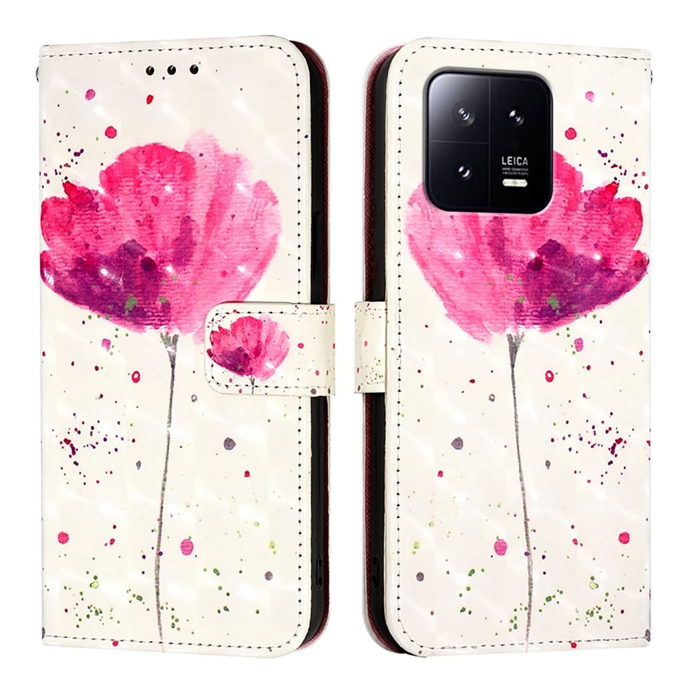 Xiaomi 13 Leather Flip Phone Case with 3D Painted Design, Card Holder, Wallet & Stand Function - Durable Protection & Easy Access