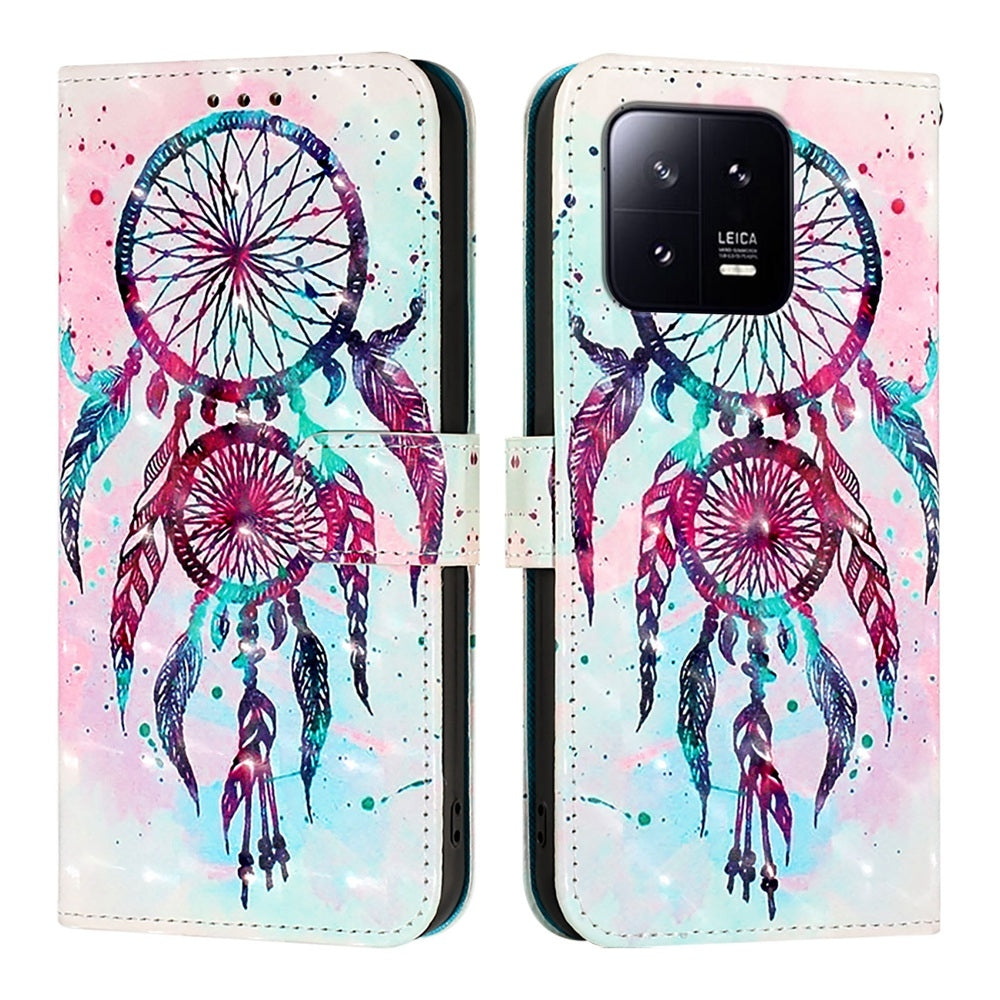 Xiaomi 13 Leather Flip Phone Case with 3D Painted Design, Card Holder, Wallet & Stand Function - Durable Protection & Easy Access