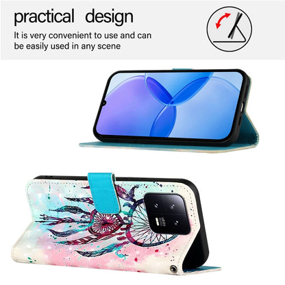 Xiaomi 13 Leather Flip Phone Case with 3D Painted Design, Card Holder, Wallet & Stand Function - Durable Protection & Easy Access