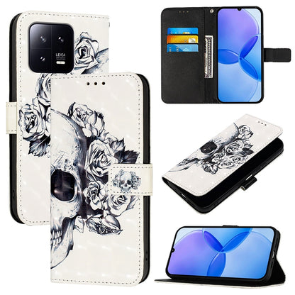 Xiaomi 13 Leather Flip Phone Case with 3D Painted Design, Card Holder, Wallet & Stand Function - Durable Protection & Easy Access