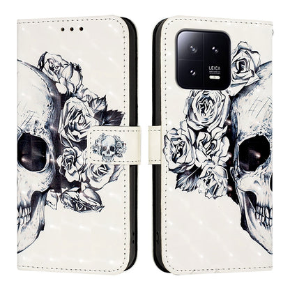 Xiaomi 13 Leather Flip Phone Case with 3D Painted Design, Card Holder, Wallet & Stand Function - Durable Protection & Easy Access