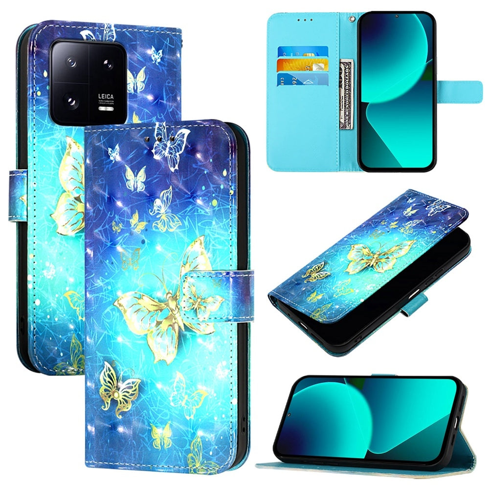Xiaomi 13 Pro Leather Flip Phone Case with 3D Painted Design, Card Holder, Wallet & Stand Function - Durable Protection & Easy Access