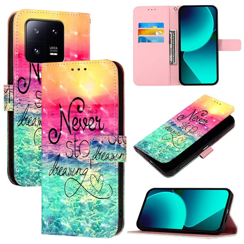 Xiaomi 13 Pro Leather Flip Phone Case with 3D Painted Design, Card Holder, Wallet & Stand Function - Durable Protection & Easy Access