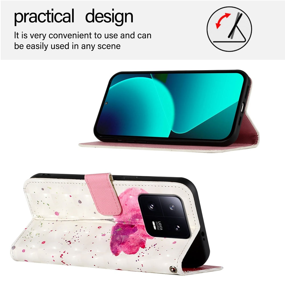 Xiaomi 13 Pro Leather Flip Phone Case with 3D Painted Design, Card Holder, Wallet & Stand Function - Durable Protection & Easy Access