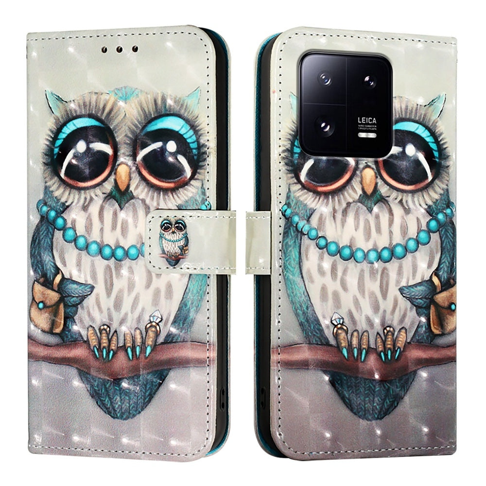 Xiaomi 13 Pro Leather Flip Phone Case with 3D Painted Design, Card Holder, Wallet & Stand Function - Durable Protection & Easy Access