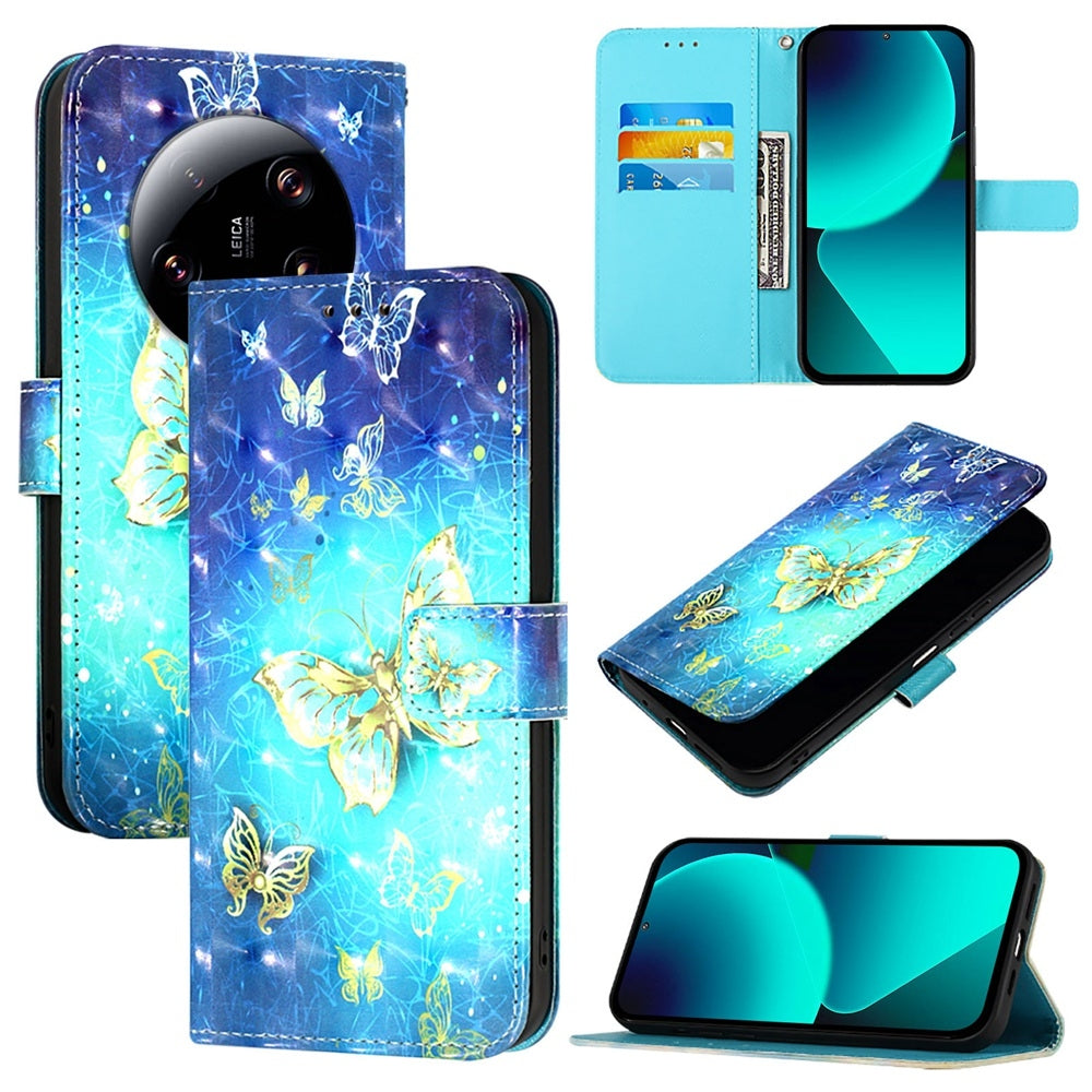 Xiaomi 13 Ultra Leather Flip Phone Case with 3D Painted Design, Card Holder, Wallet & Stand Function - Durable Protection & Easy Access
