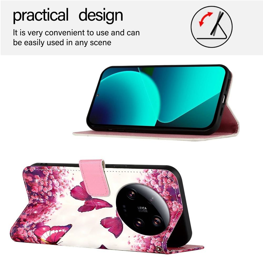 Xiaomi 13 Ultra Leather Flip Phone Case with 3D Painted Design, Card Holder, Wallet & Stand Function - Durable Protection & Easy Access