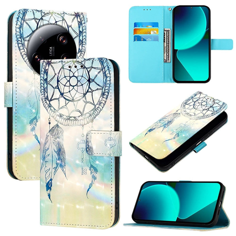 Xiaomi 13 Ultra Leather Flip Phone Case with 3D Painted Design, Card Holder, Wallet & Stand Function - Durable Protection & Easy Access