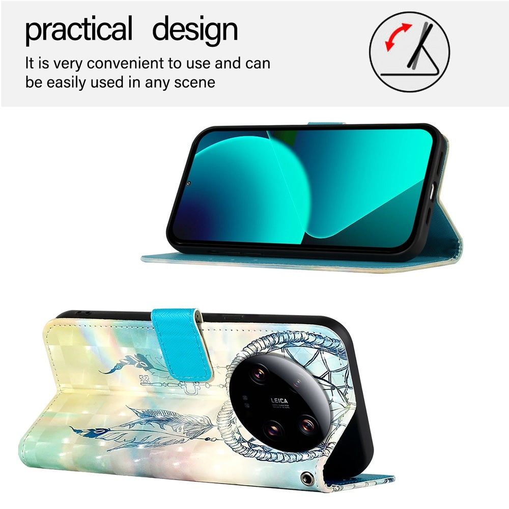 Xiaomi 13 Ultra Leather Flip Phone Case with 3D Painted Design, Card Holder, Wallet & Stand Function - Durable Protection & Easy Access