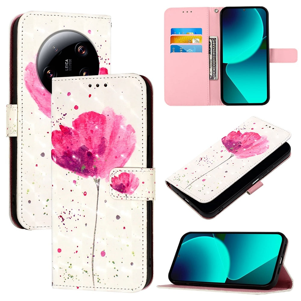 Xiaomi 13 Ultra Leather Flip Phone Case with 3D Painted Design, Card Holder, Wallet & Stand Function - Durable Protection & Easy Access