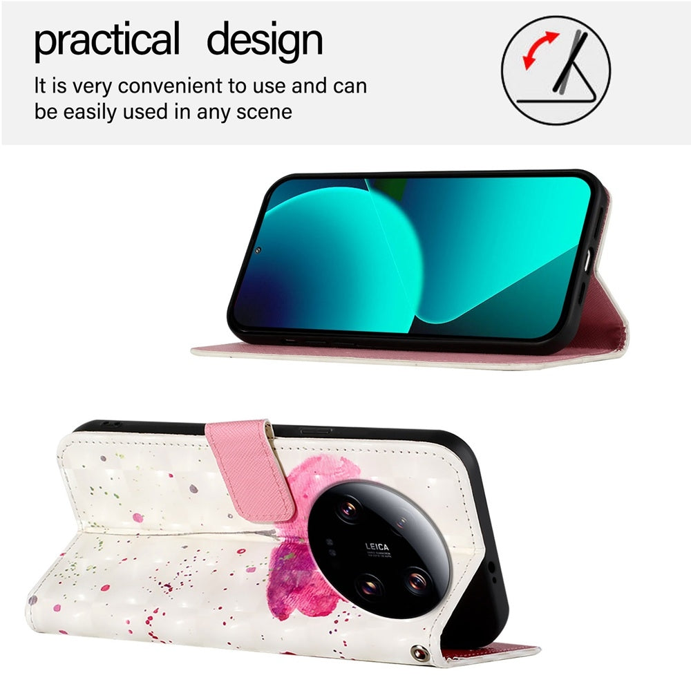 Xiaomi 13 Ultra Leather Flip Phone Case with 3D Painted Design, Card Holder, Wallet & Stand Function - Durable Protection & Easy Access