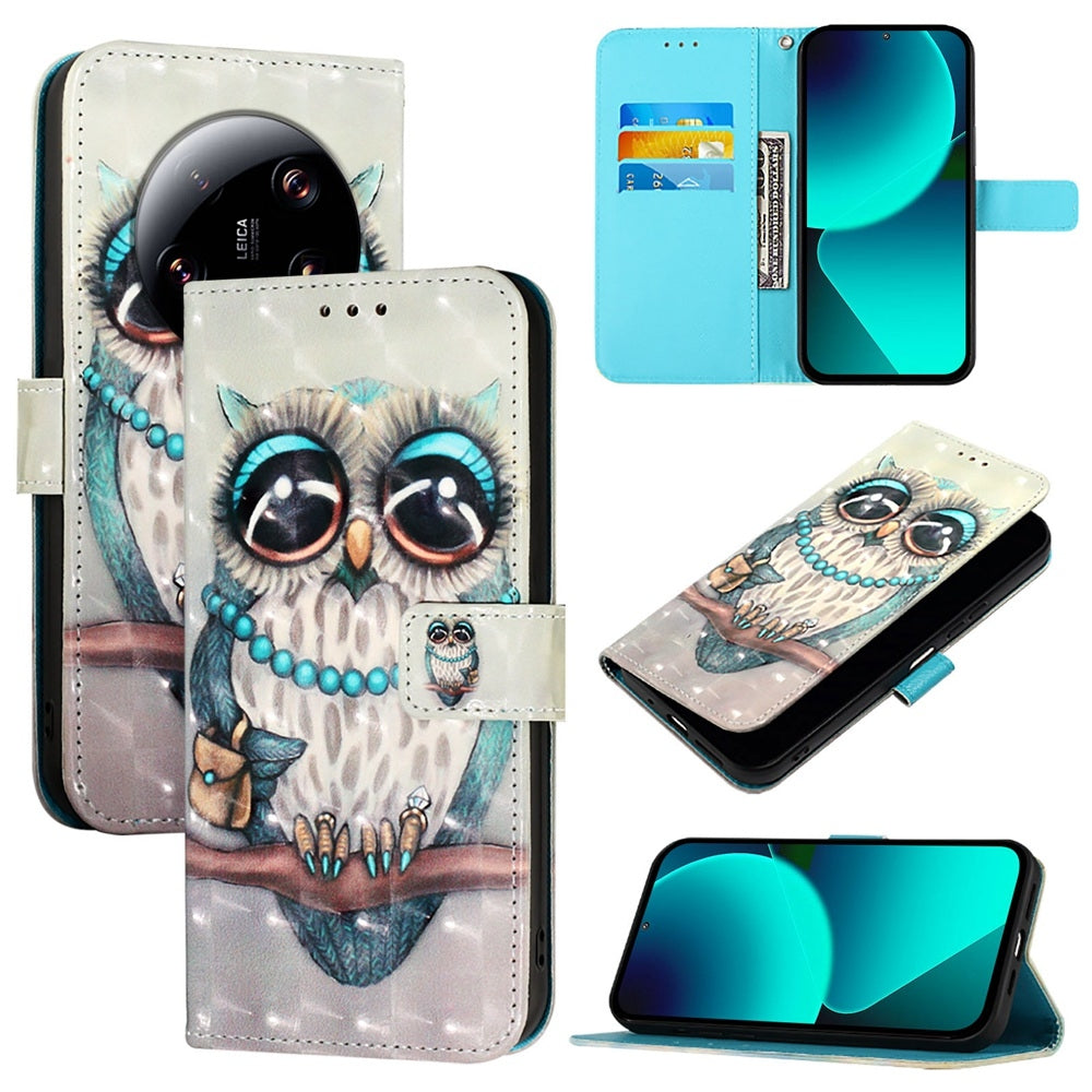 Xiaomi 13 Ultra Leather Flip Phone Case with 3D Painted Design, Card Holder, Wallet & Stand Function - Durable Protection & Easy Access