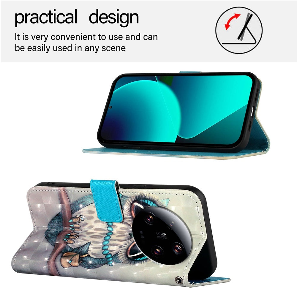 Xiaomi 13 Ultra Leather Flip Phone Case with 3D Painted Design, Card Holder, Wallet & Stand Function - Durable Protection & Easy Access