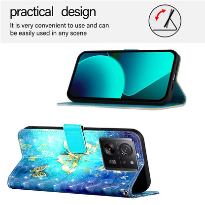 Xiaomi 13T Pro Global Leather Flip Phone Case with 3D Painted Design, Card Holder, Wallet & Stand Function - Durable Protection & Easy Access