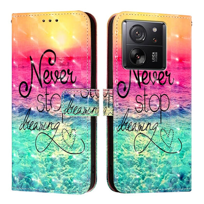 Xiaomi 13T Global Leather Flip Phone Case with 3D Painted Design, Card Holder, Wallet & Stand Function - Durable Protection & Easy Access