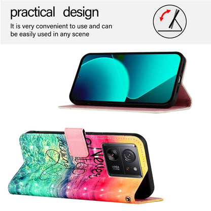 Xiaomi 13T Pro Global Leather Flip Phone Case with 3D Painted Design, Card Holder, Wallet & Stand Function - Durable Protection & Easy Access