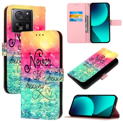 Xiaomi 13T Pro Global Leather Flip Phone Case with 3D Painted Design, Card Holder, Wallet & Stand Function - Durable Protection & Easy Access