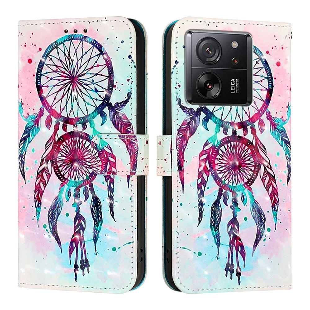 Xiaomi 13T Pro Global Leather Flip Phone Case with 3D Painted Design, Card Holder, Wallet & Stand Function - Durable Protection & Easy Access
