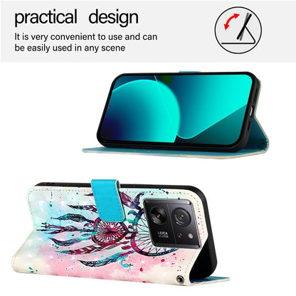 Xiaomi 13T Global Leather Flip Phone Case with 3D Painted Design, Card Holder, Wallet & Stand Function - Durable Protection & Easy Access