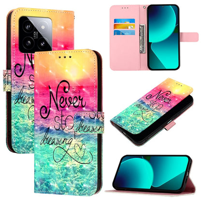 Xiaomi 14 Leather Flip Phone Case with 3D Painted Design, Card Holder, Wallet & Stand Function - Durable Protection & Easy Access