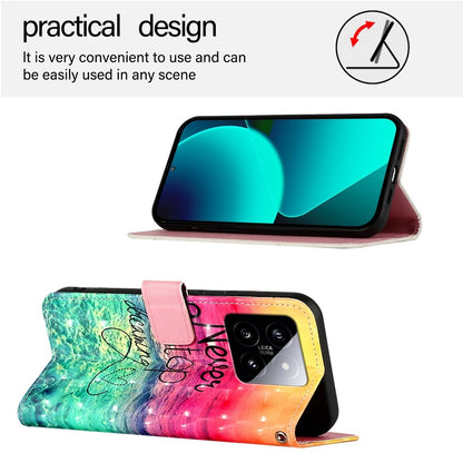 Xiaomi 14 Leather Flip Phone Case with 3D Painted Design, Card Holder, Wallet & Stand Function - Durable Protection & Easy Access