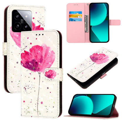 Xiaomi 14 Leather Flip Phone Case with 3D Painted Design, Card Holder, Wallet & Stand Function - Durable Protection & Easy Access