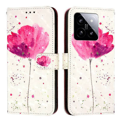 Xiaomi 14 Leather Flip Phone Case with 3D Painted Design, Card Holder, Wallet & Stand Function - Durable Protection & Easy Access