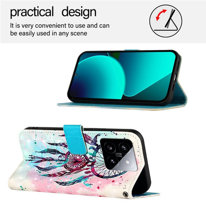 Xiaomi 14 Leather Flip Phone Case with 3D Painted Design, Card Holder, Wallet & Stand Function - Durable Protection & Easy Access