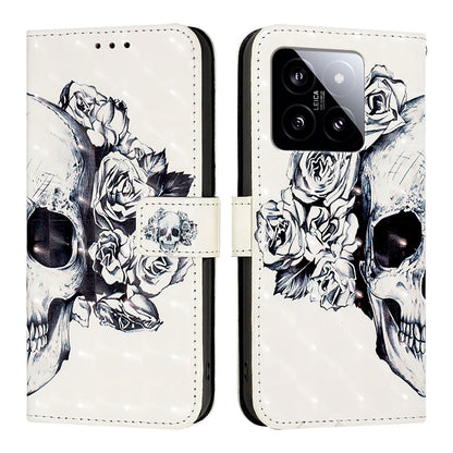 Xiaomi 14 Leather Flip Phone Case with 3D Painted Design, Card Holder, Wallet & Stand Function - Durable Protection & Easy Access