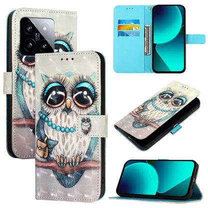 Xiaomi 14 Leather Flip Phone Case with 3D Painted Design, Card Holder, Wallet & Stand Function - Durable Protection & Easy Access