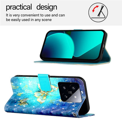 Xiaomi 14 Pro Leather Flip Phone Case with 3D Painted Design, Card Holder, Wallet & Stand Function - Durable Protection & Easy Access